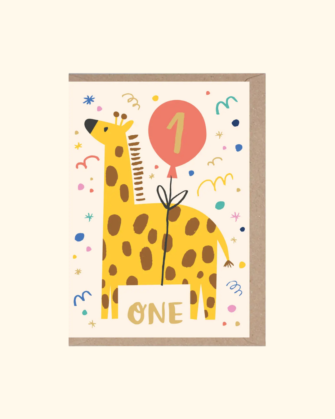 Rumble Cards ~ One Year Old Giraffe Birthday Card