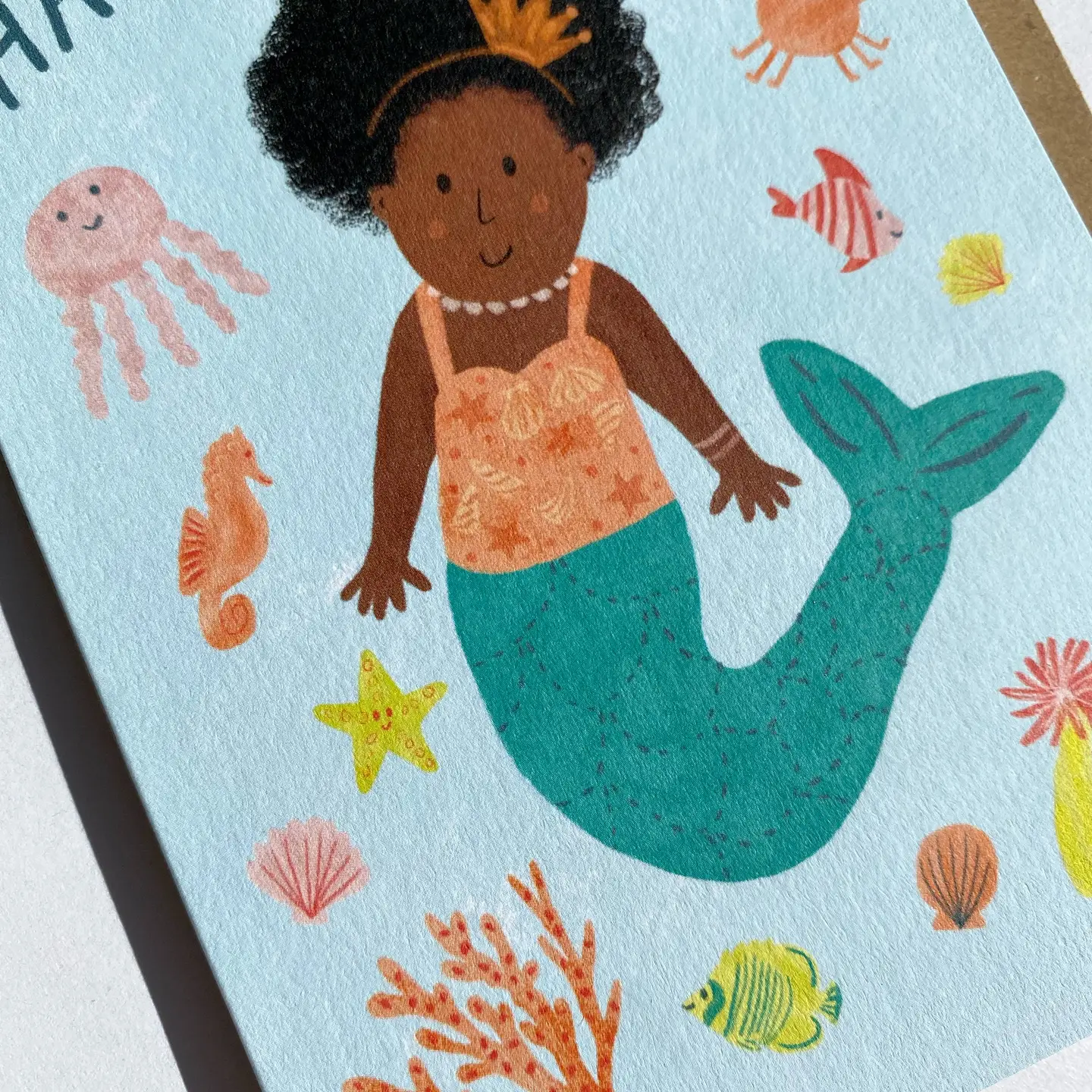 Mermaid "Happy Birthday" Card - Kids Cute Birthday Card