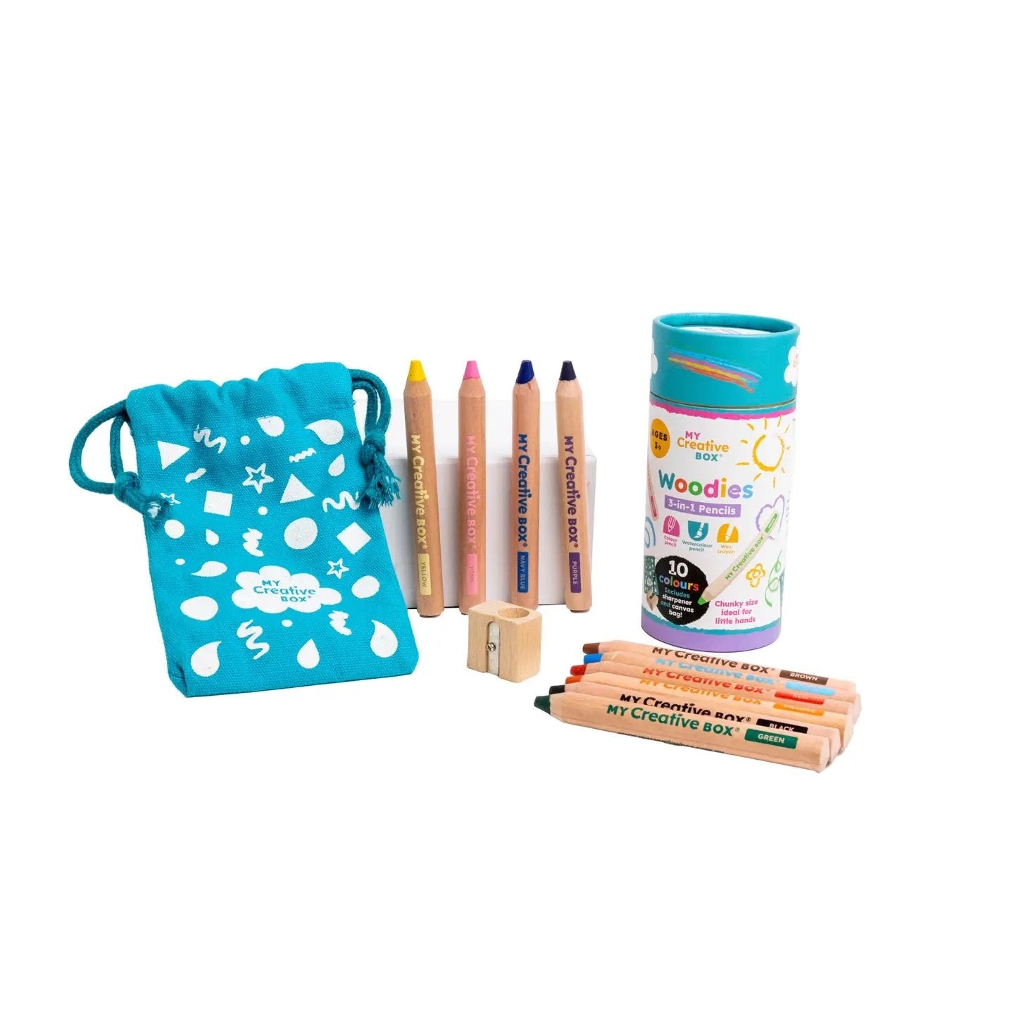 My Creative Box ~ Woodies 3-in-1 Wooden Pencils | Set of 10