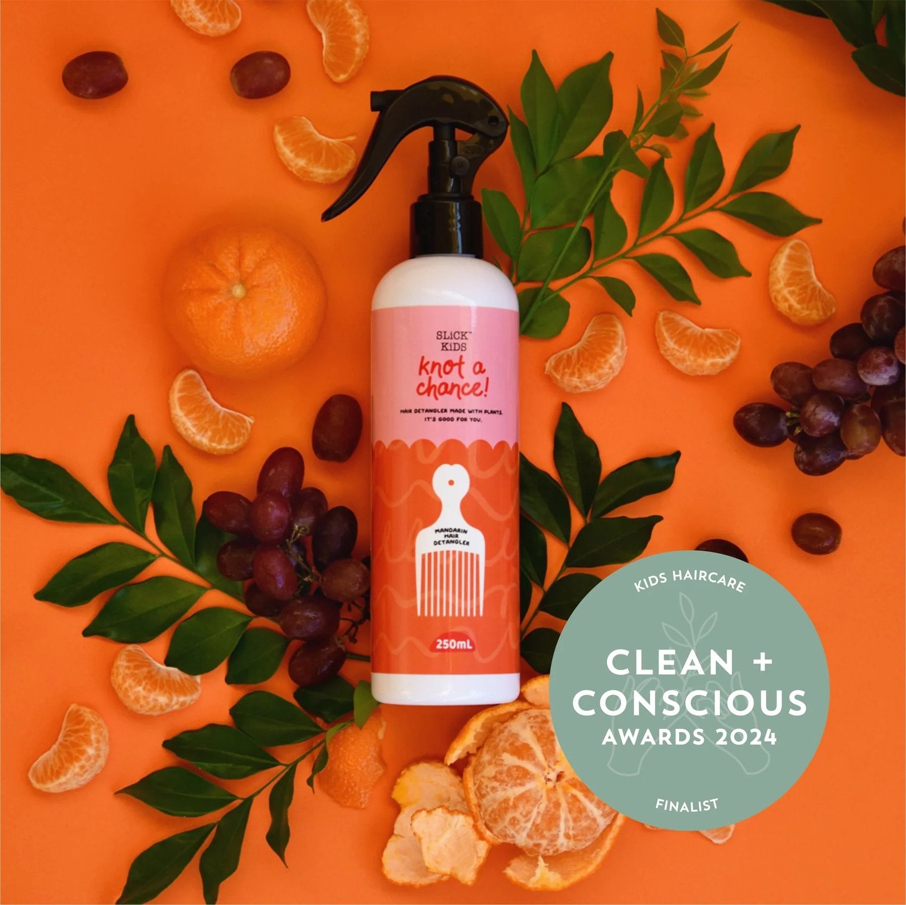Natural Plant Based Hair Detangler - Mandarine & Grape 250mls