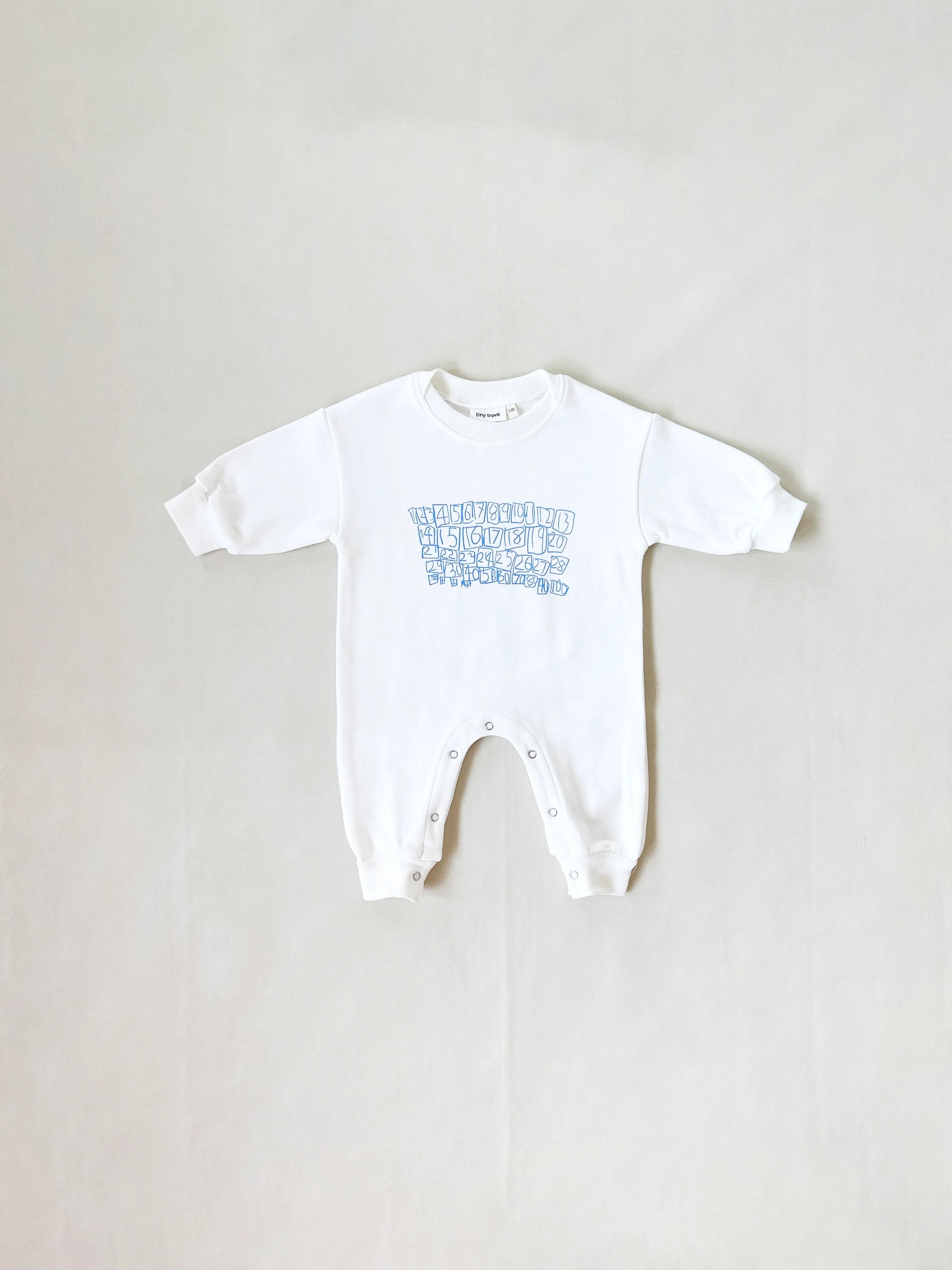 Parker Numbers Relaxed Romper - White/Blue