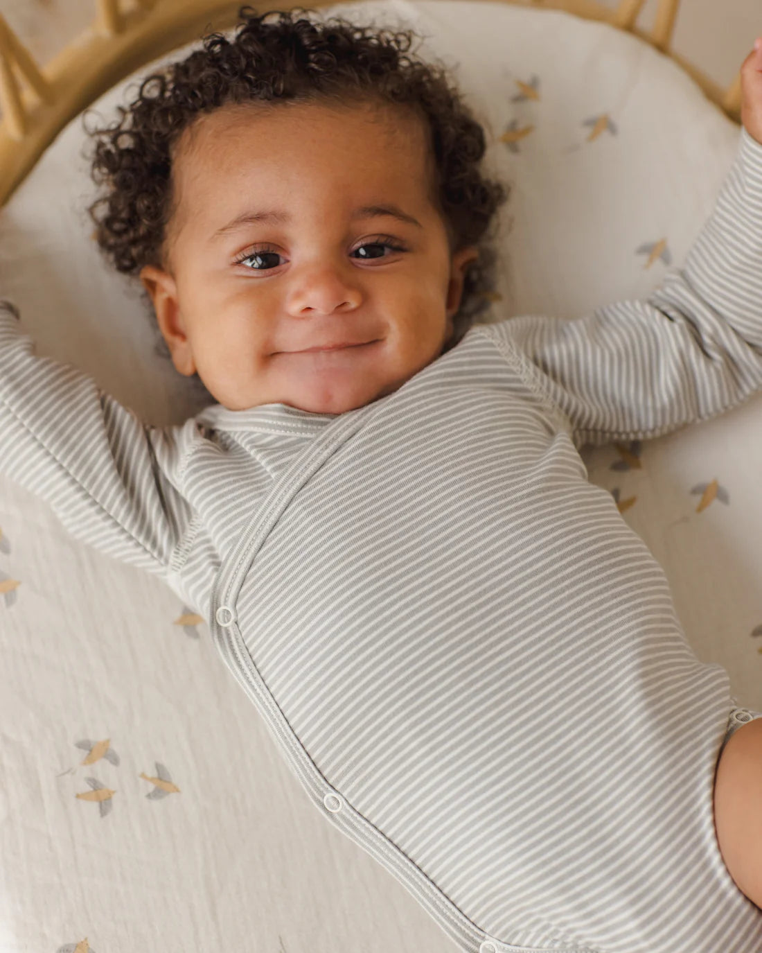 Side Snap Bodysuit Sage Micro Stripe