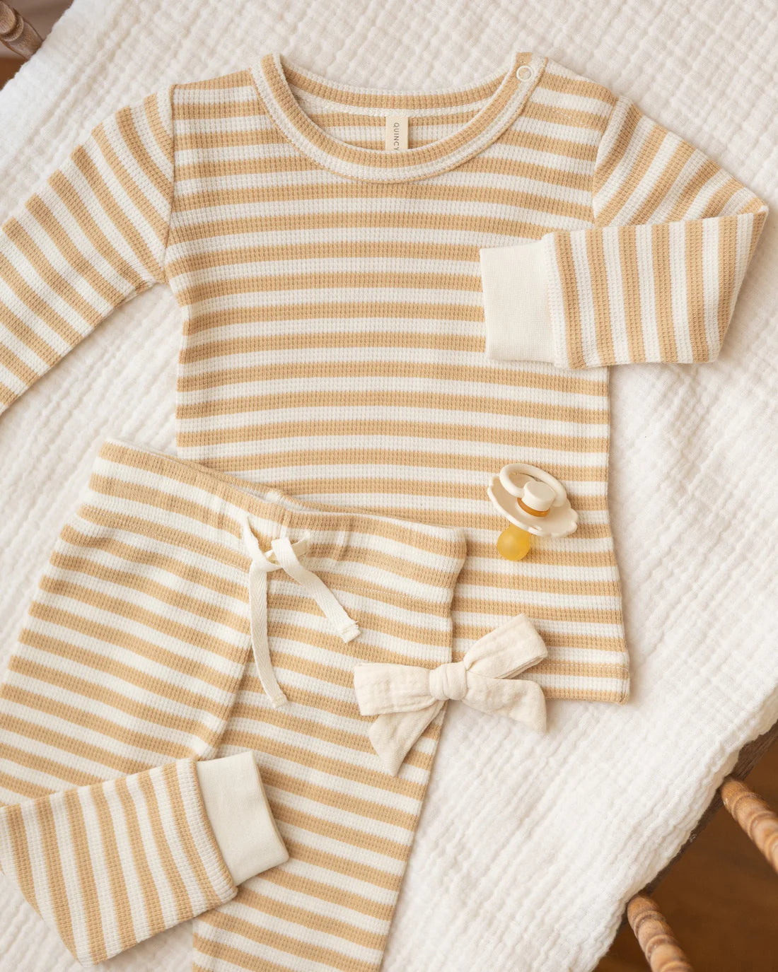 Waffle Top Pant Set Butterscotch Stripe