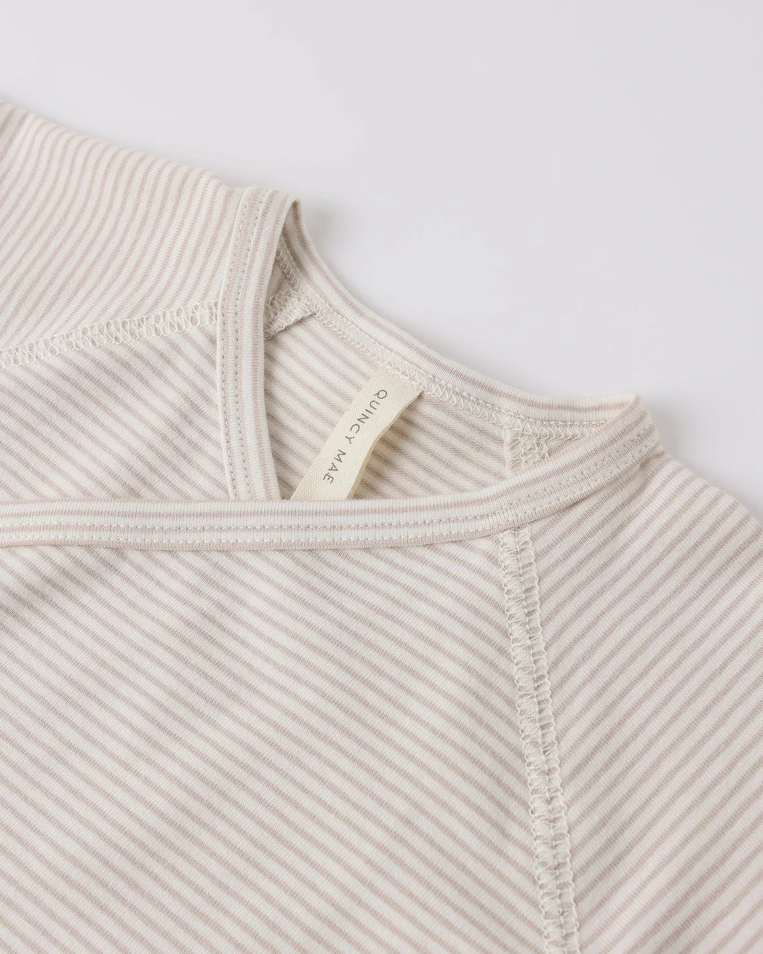 Wrap Top + Footed Pant Set Oat Micro Stripe