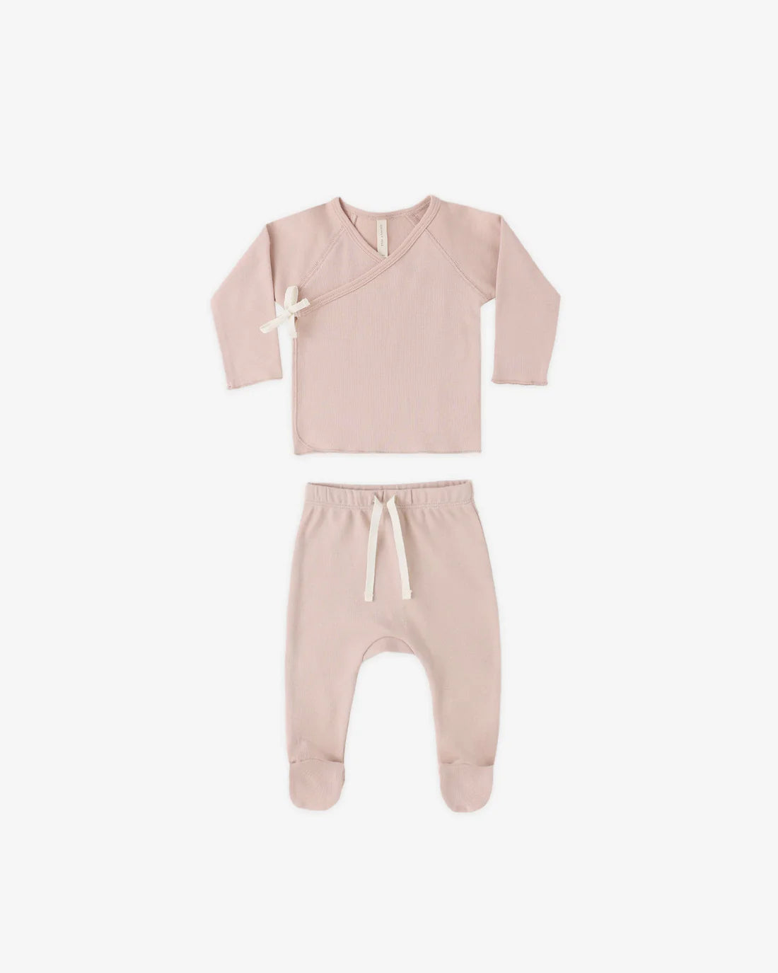 Wrap Top + Footed Pant Set Blush
