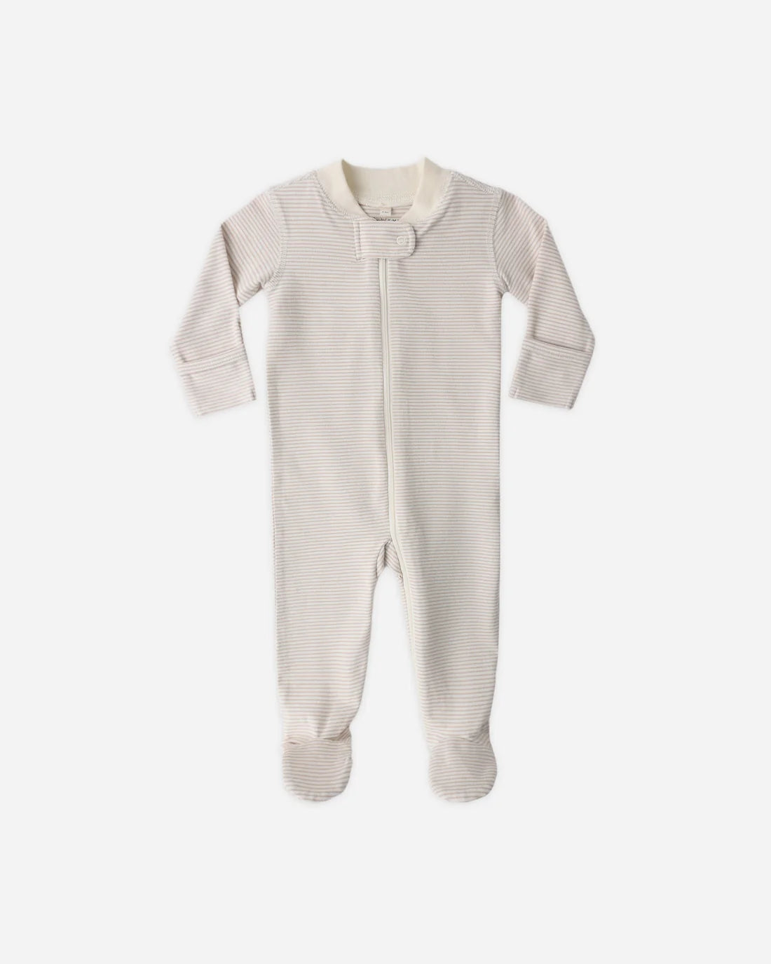 Zip Longsleeve Sleeper Footie Oat Microstripe