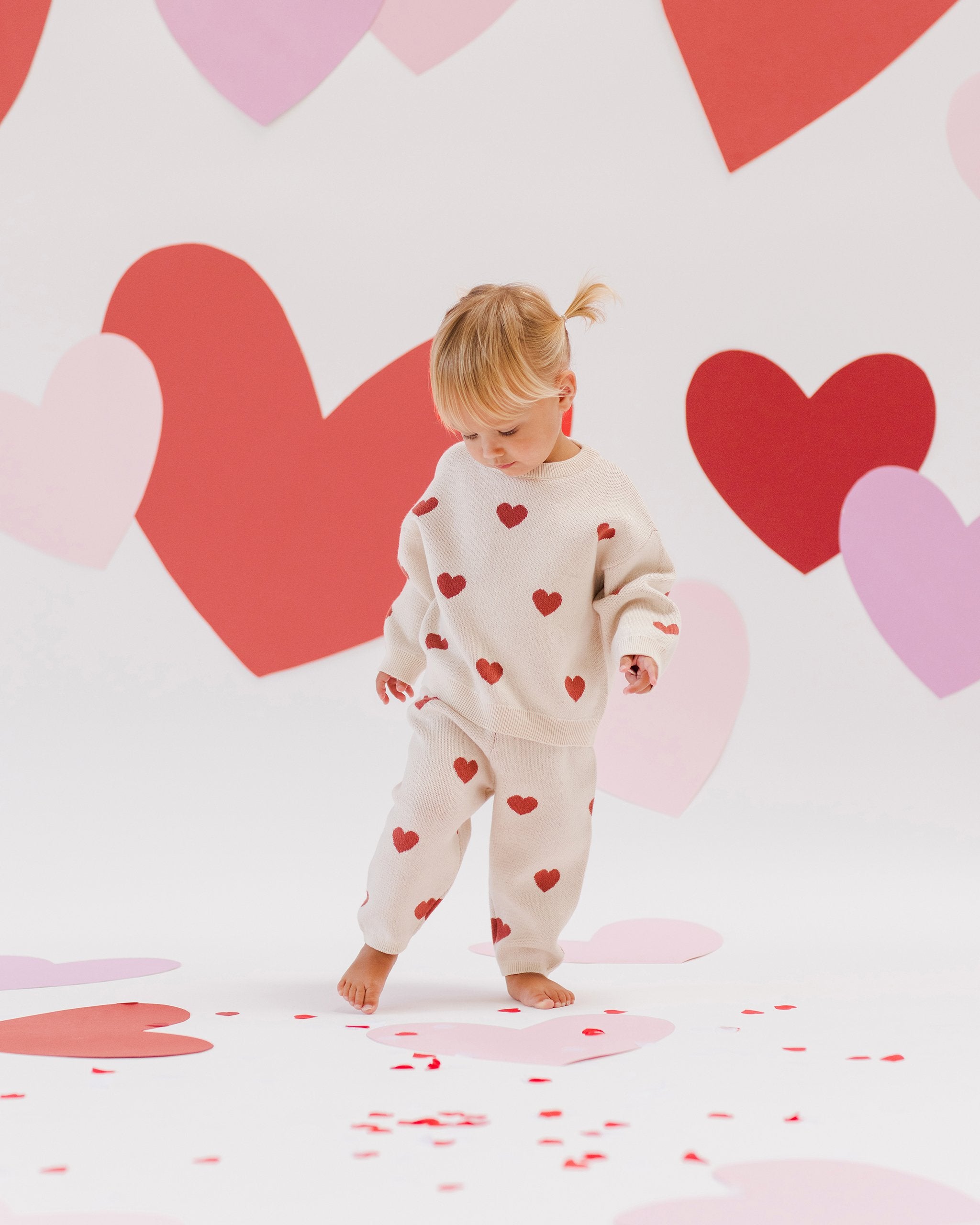 Quincy Mae ~ Heart Knit Pants || Ivory