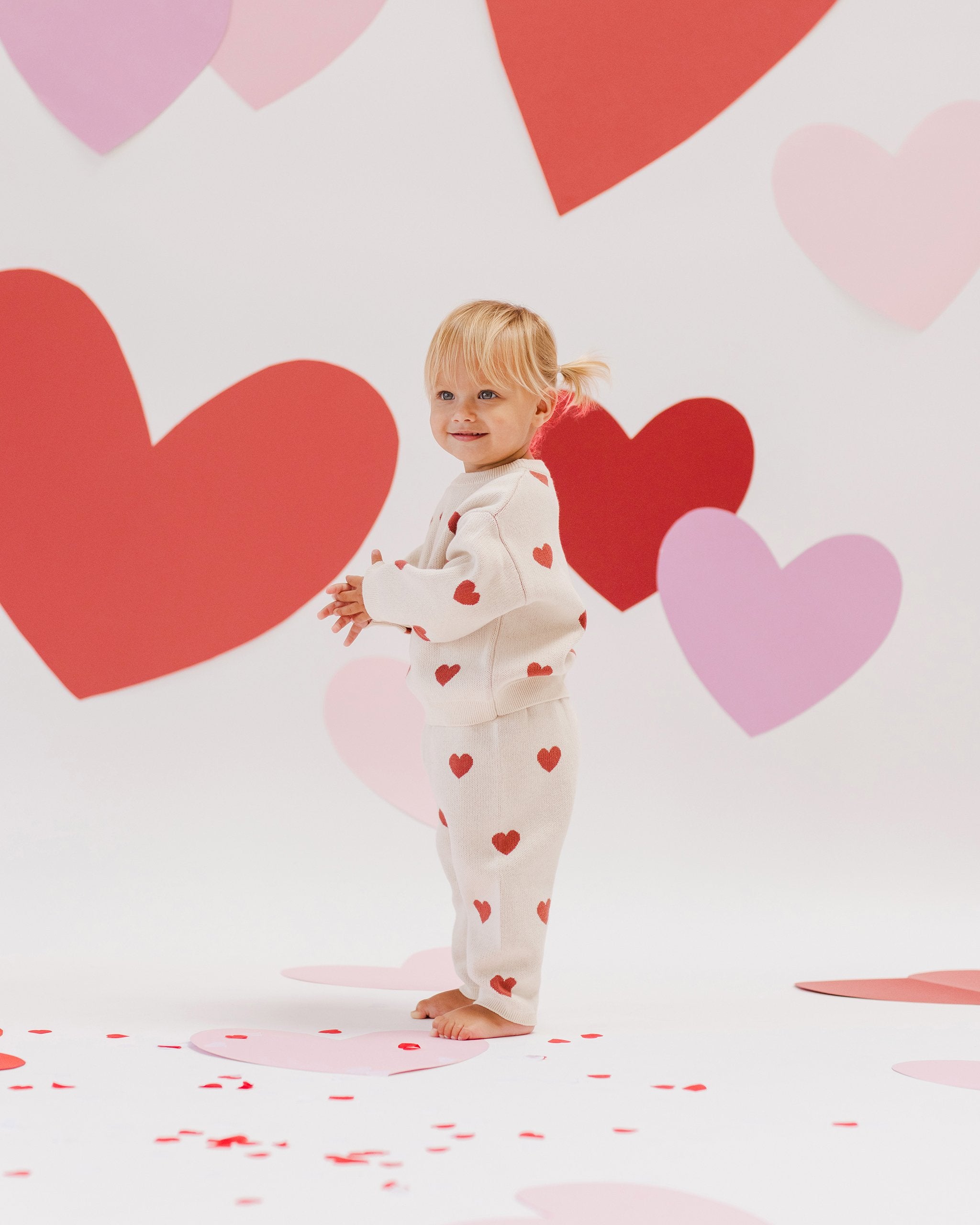 Quincy Mae ~ Heart Knit Pants || Ivory