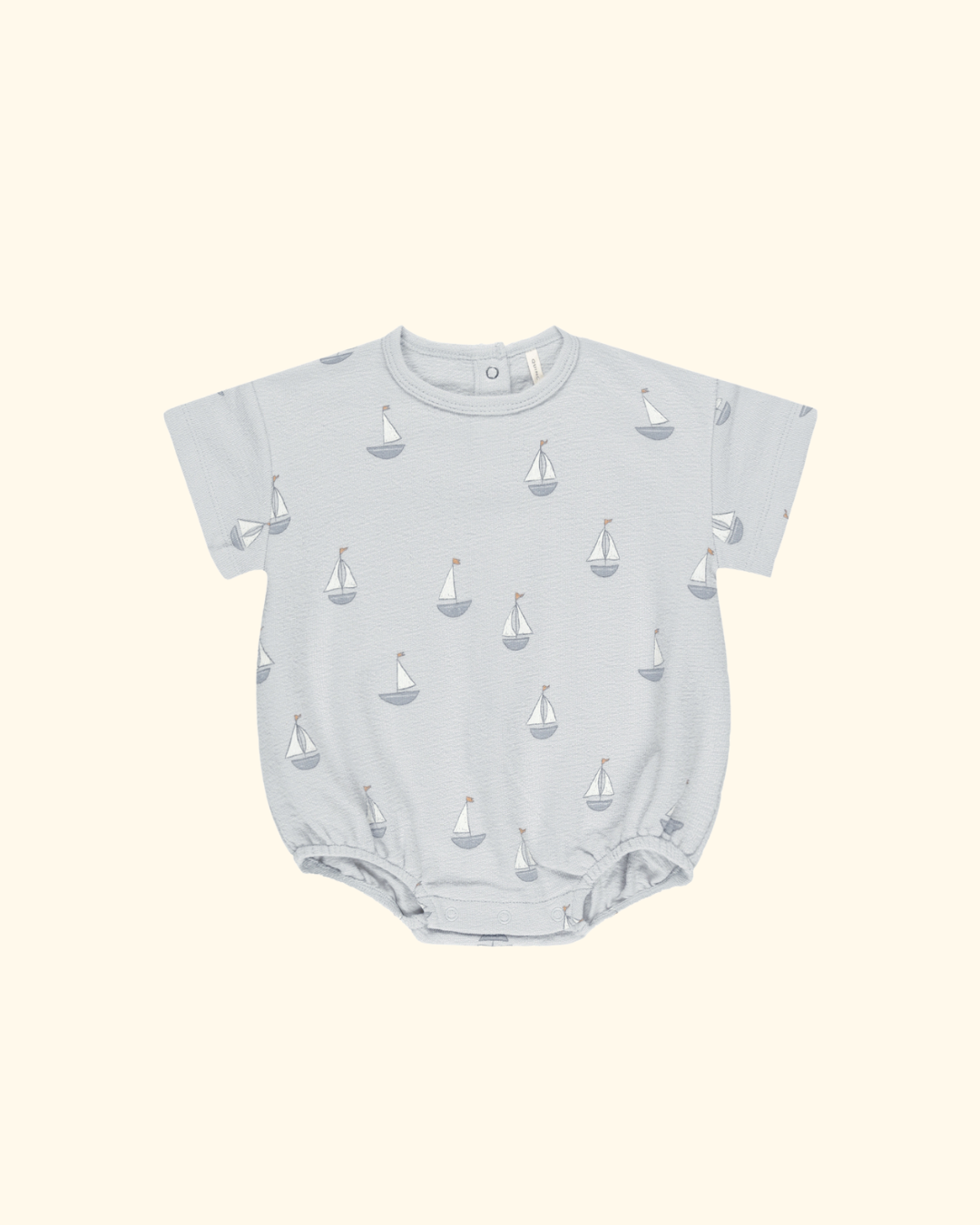 Quincy Mae ~ Relaxed Short Sleeve Bubble Romper | Sailboats