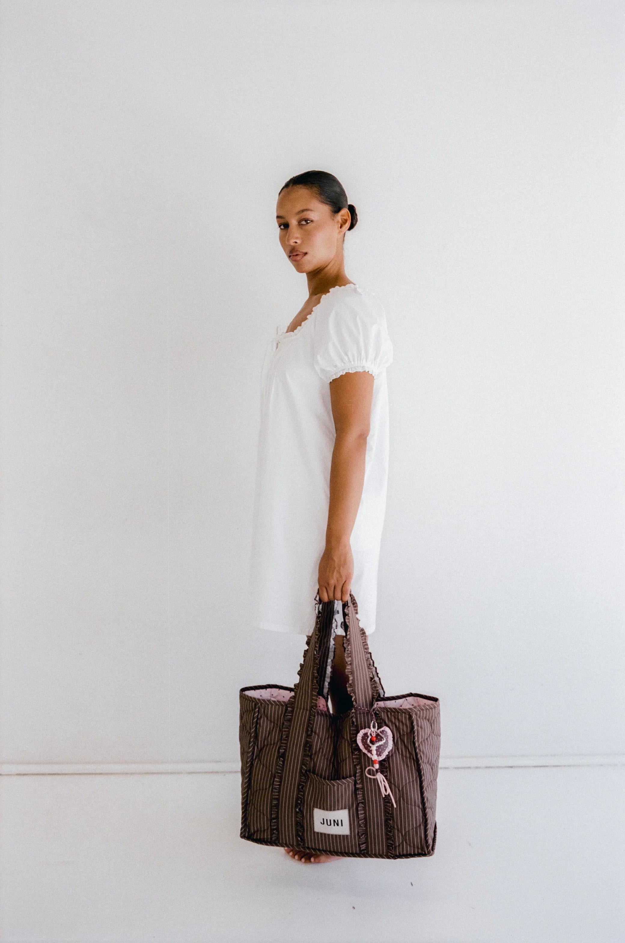 The Everything Bag - Cocoa Pinstripe