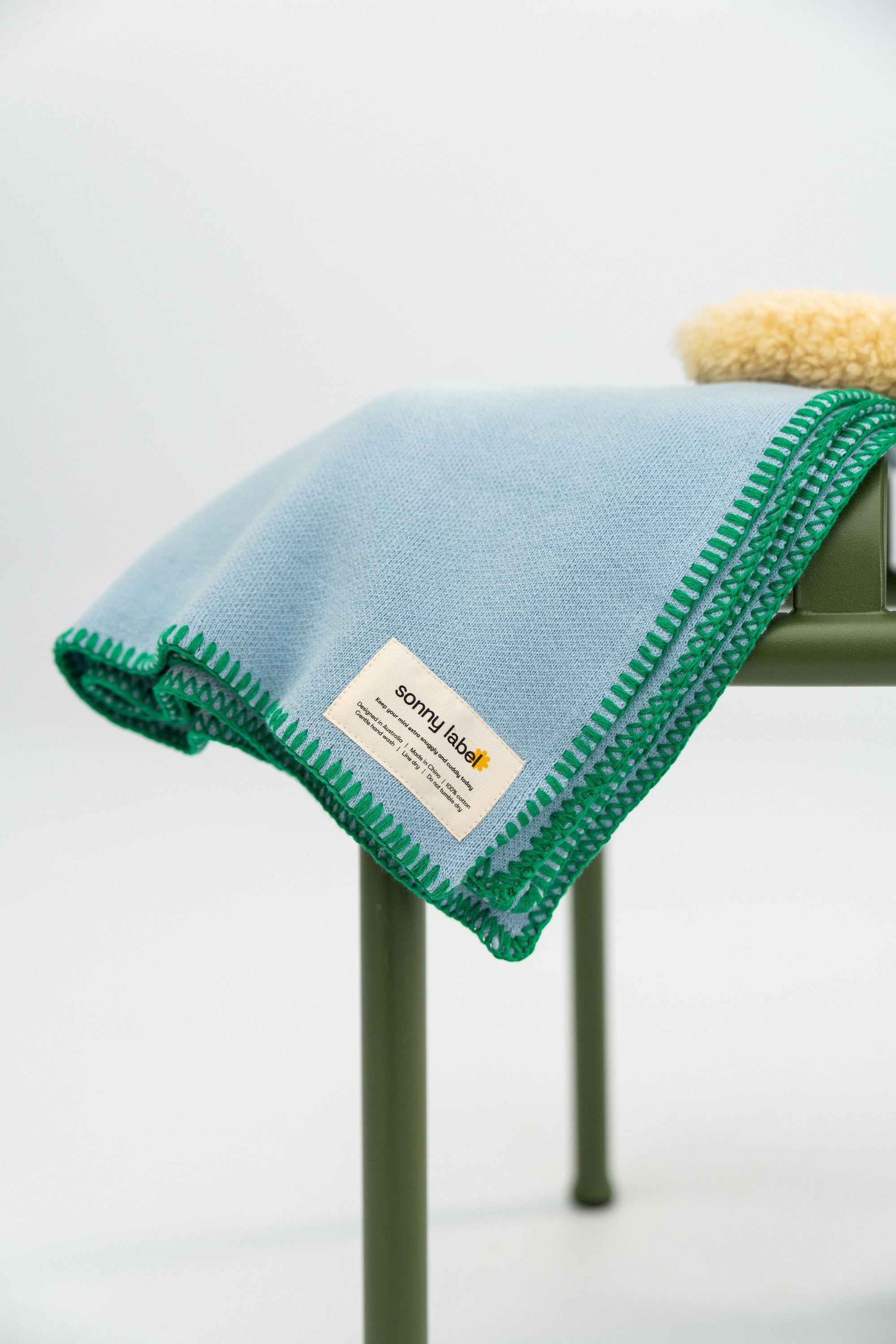 Sonny Label ~ Stitch Knitted Blanket - Blue