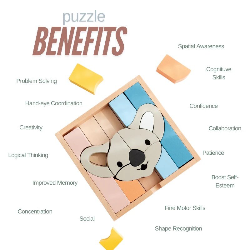 Stellavan & Papa ~ 3-in-1 Small Block Puzzle, Koala