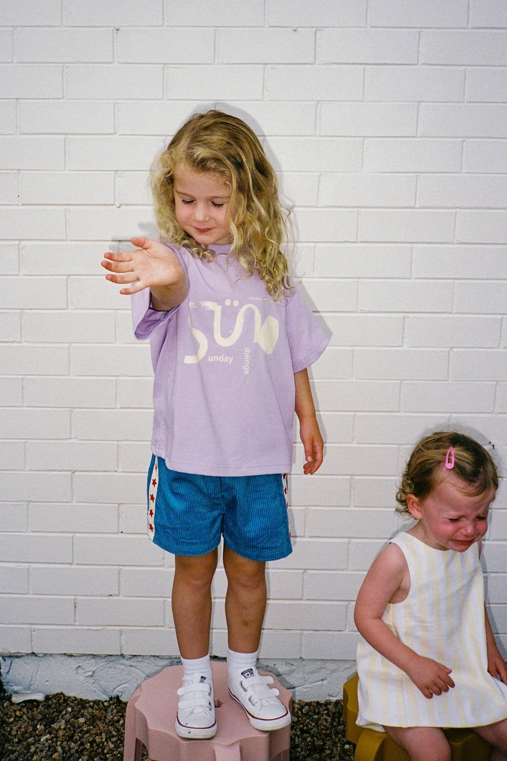 Sunday Siblings ~ Il Sole Tee - Purple + Cream