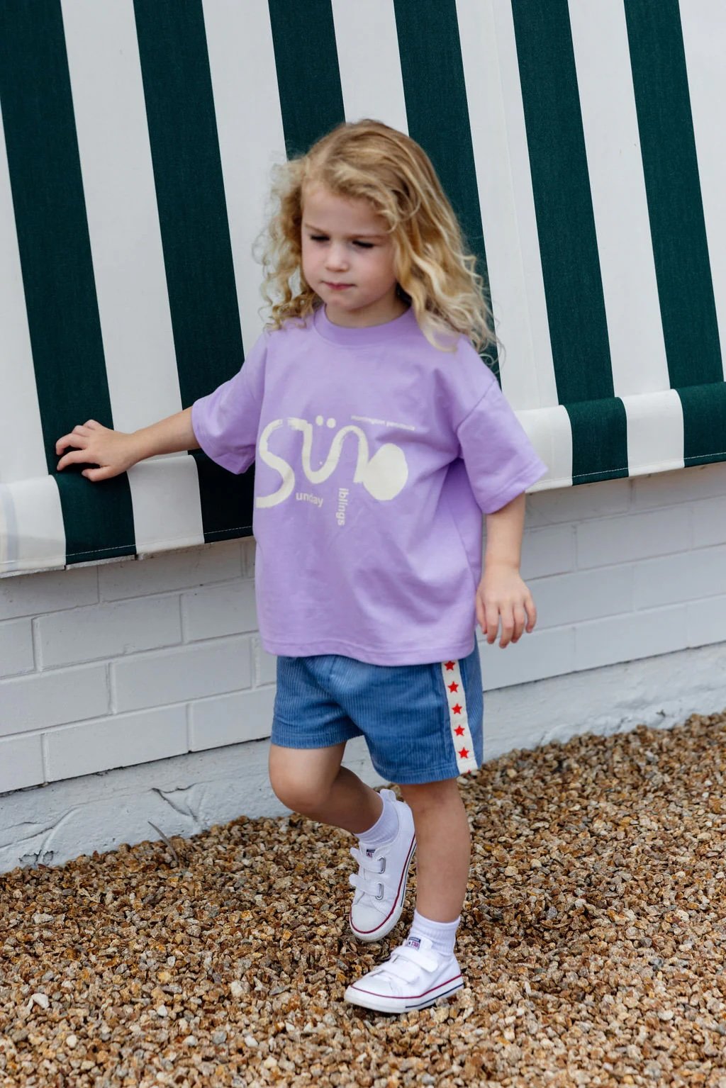 Sunday Siblings ~ Il Sole Tee - Purple + Cream