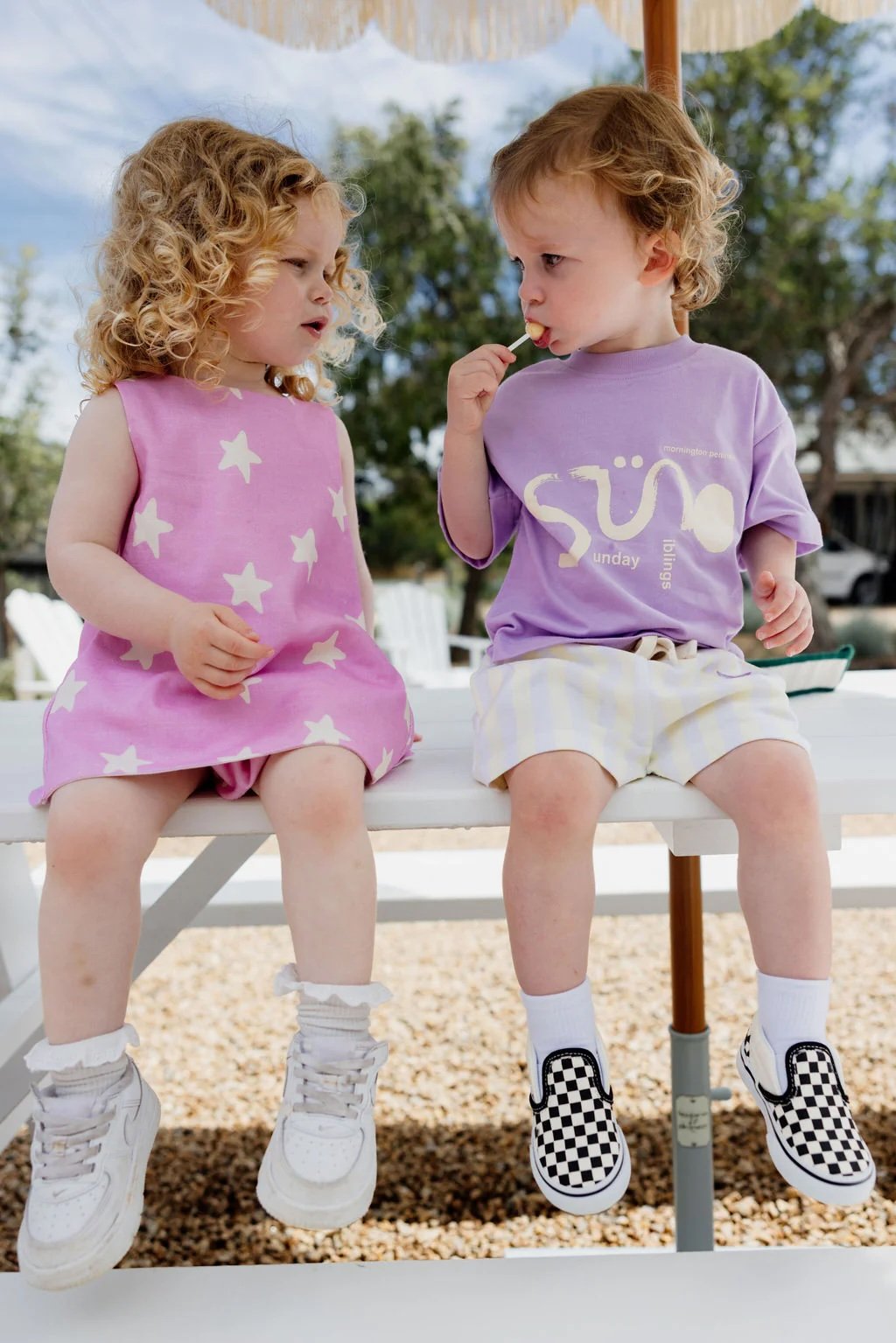 Sunday Siblings ~ Il Sole Tee - Purple + Cream