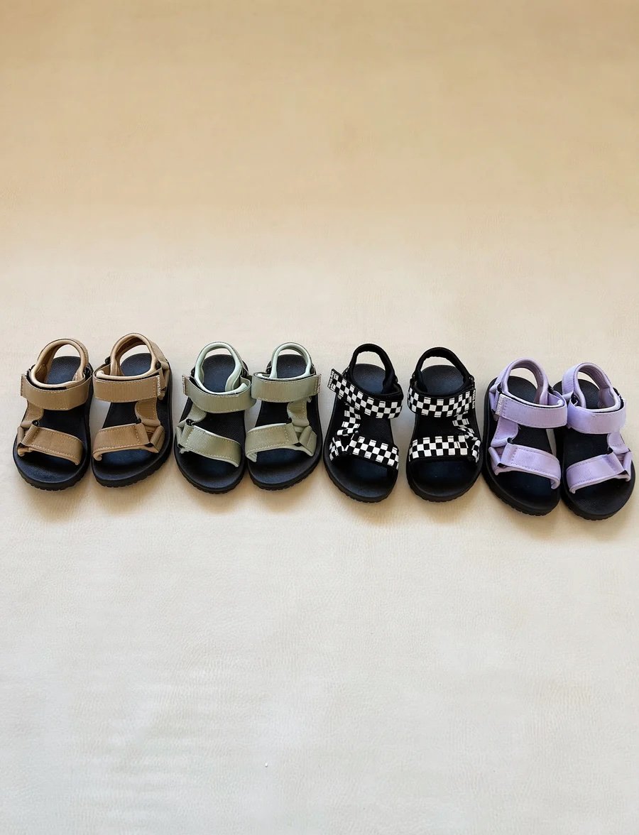 Tiny Trove ~ Olympia Velcro Sandals - Checkerboard