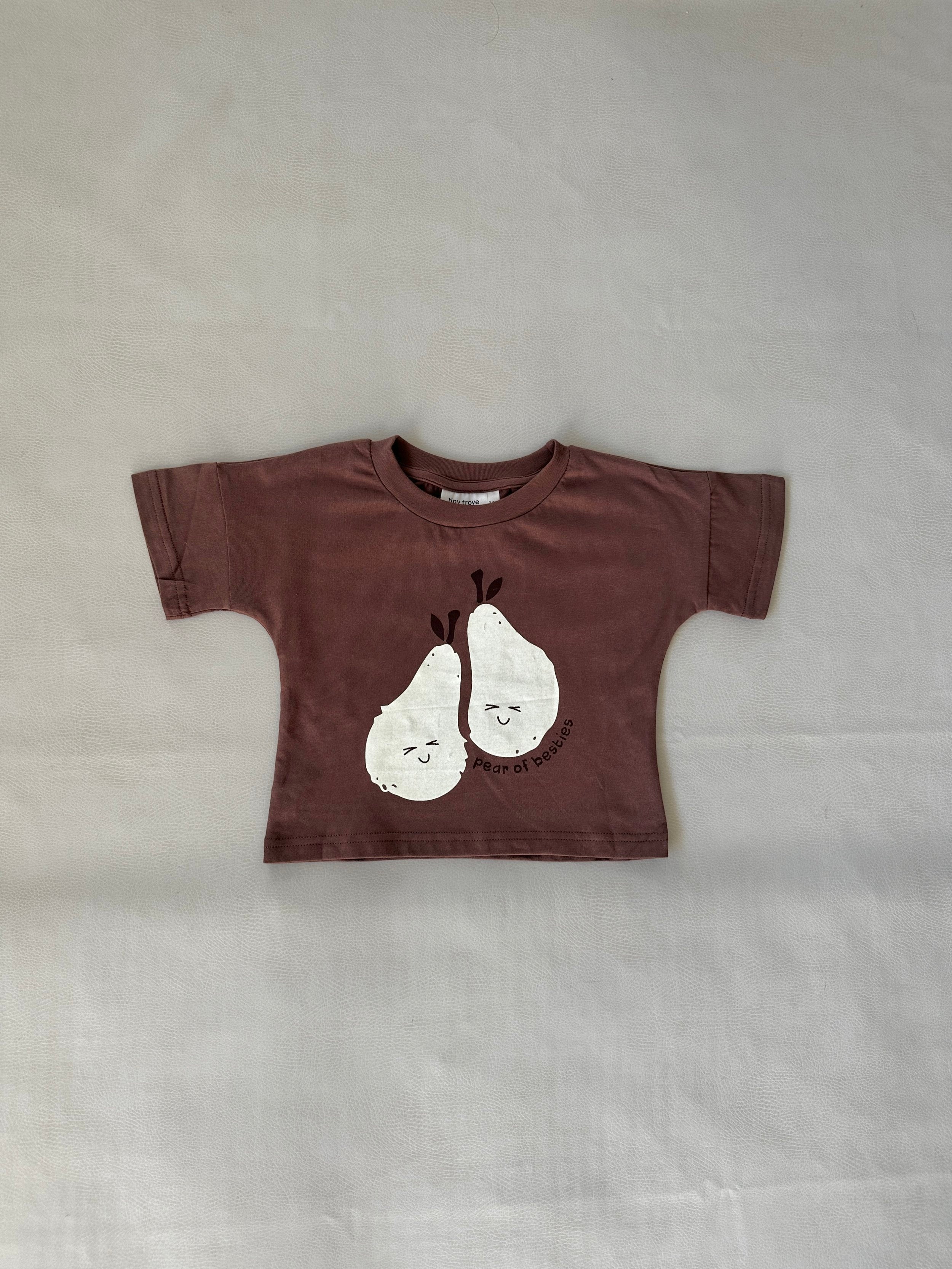 Tiny Trove ~ Pear Relaxed Tee - Iced Chocolate