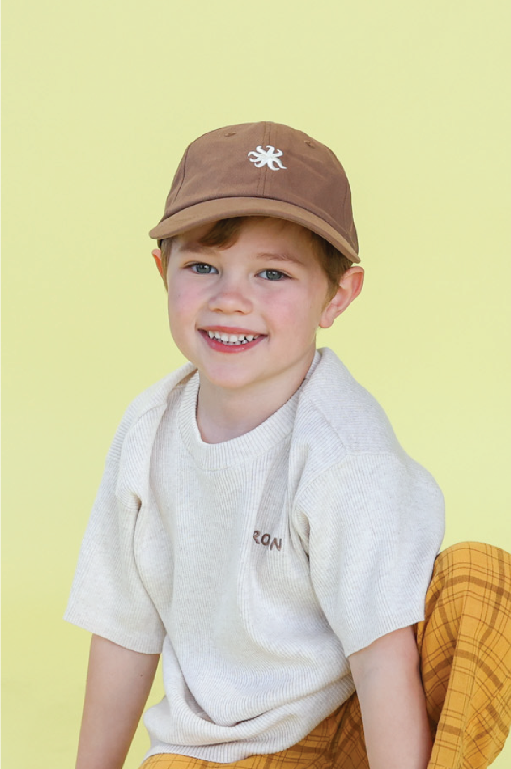 Organic Ribbed Knitted Logo Tee - Coconut