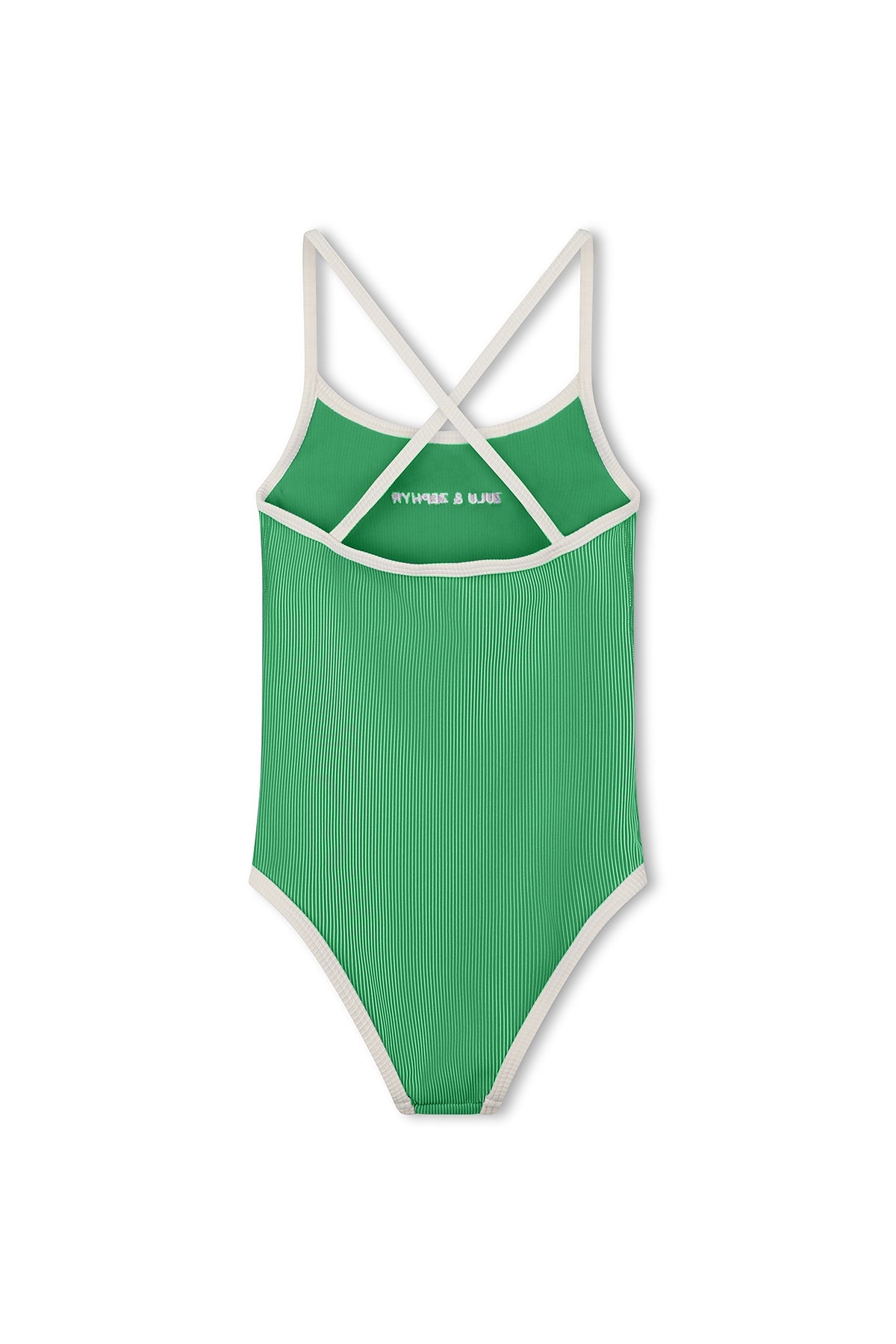 Mini Stripe Rib Logo One Piece - Parrot Green