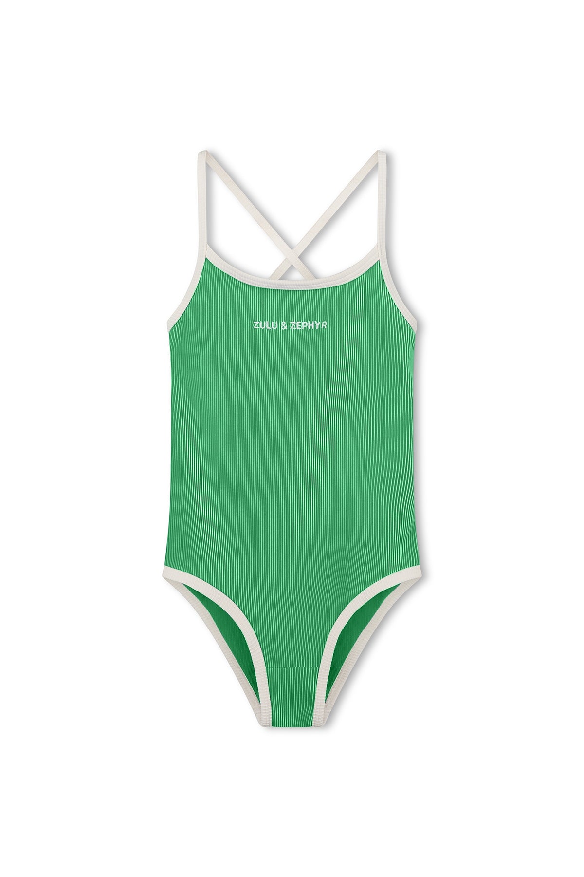 Mini Stripe Rib Logo One Piece - Parrot Green