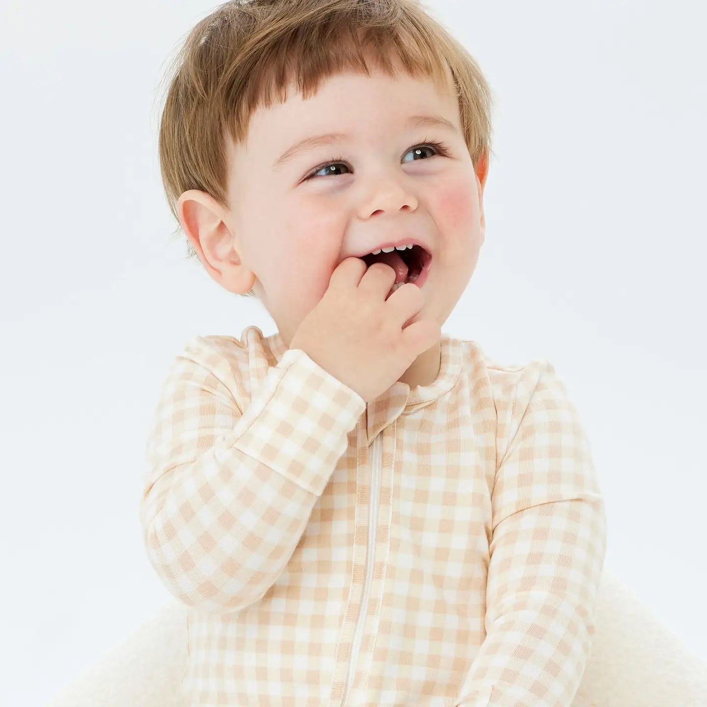 Day or Night Onesie - Neutral Gingham