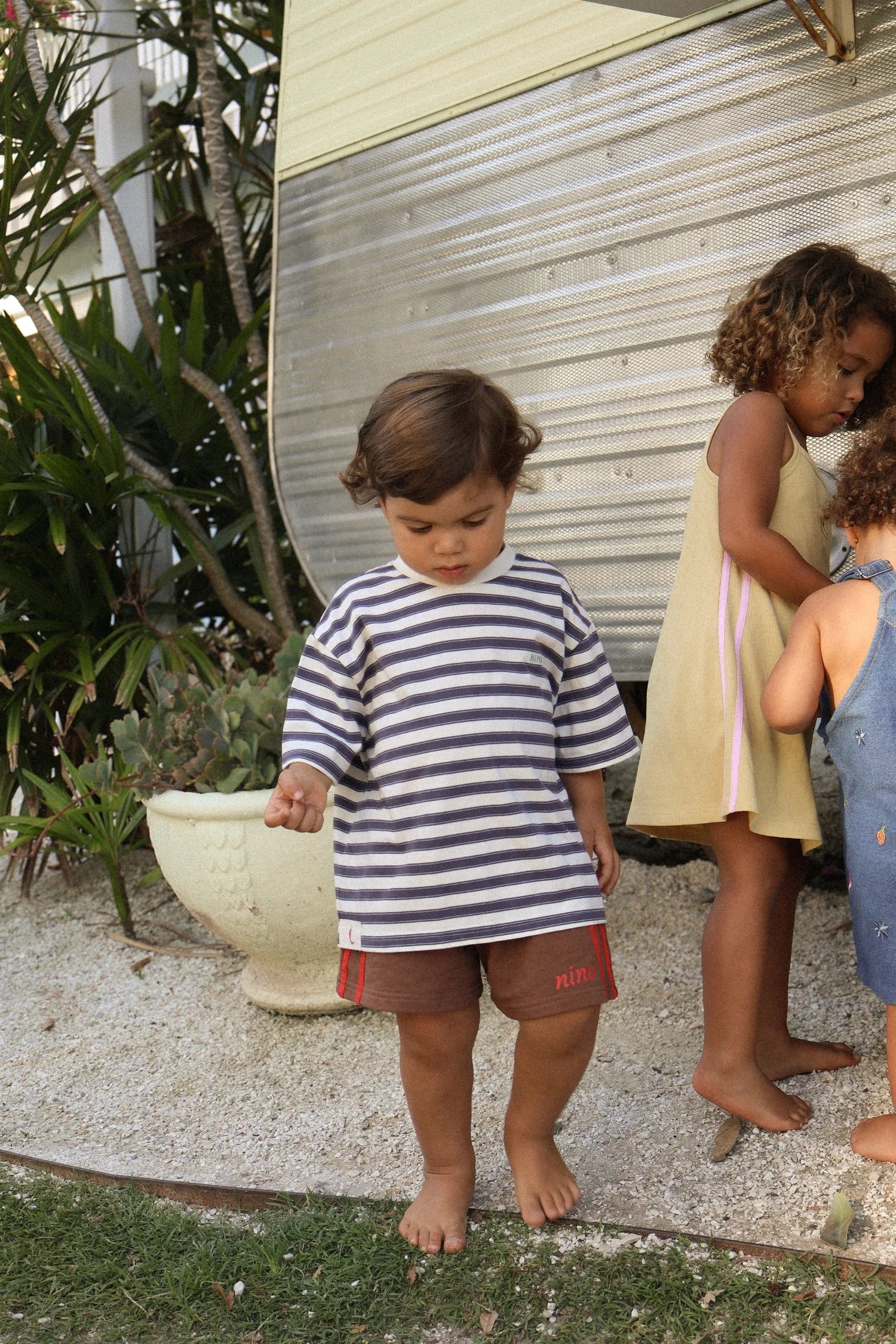 Nino Stripe Cotton Tee - Navy