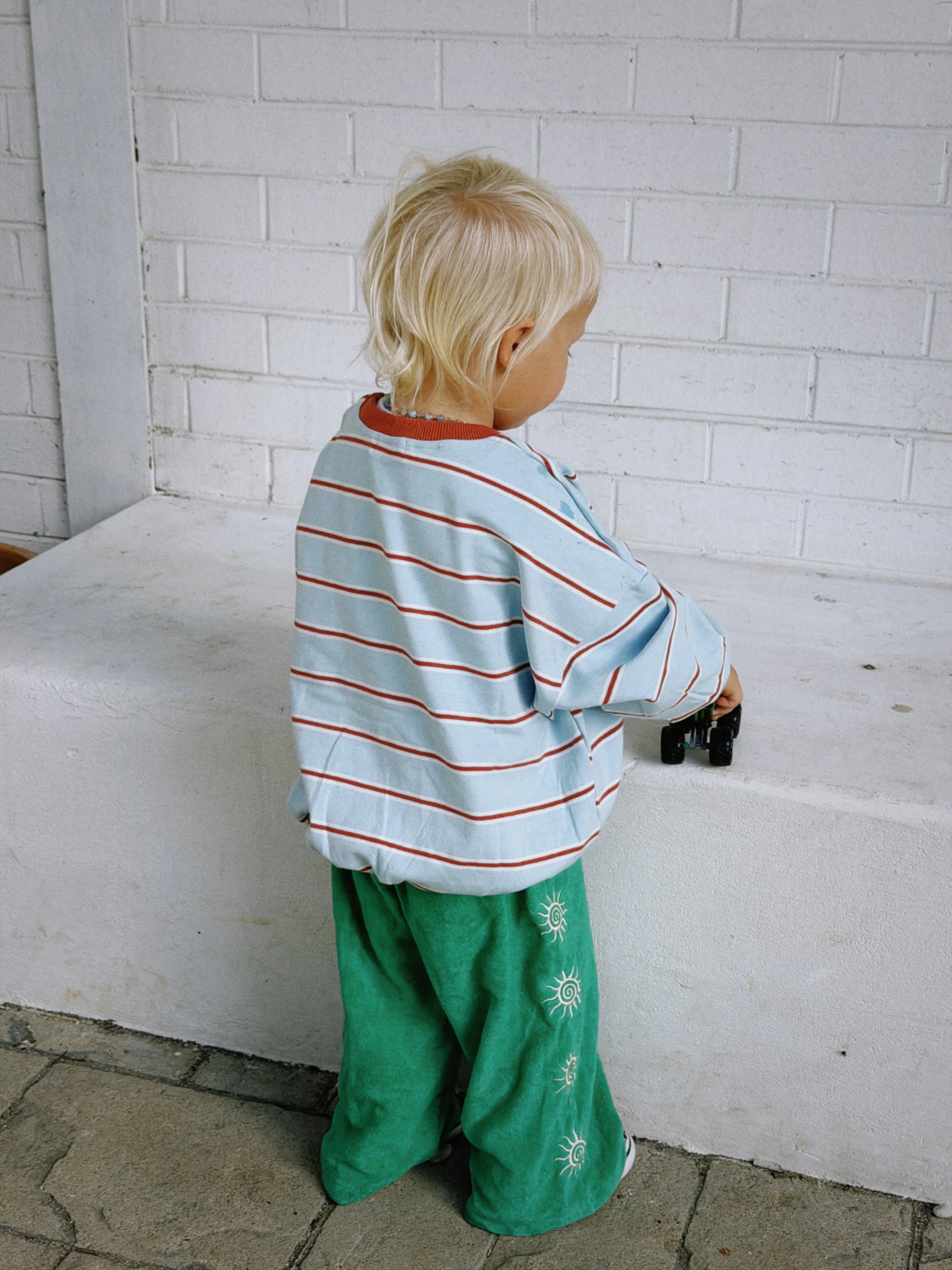 Stripe Cotton Pullover - Sky Blue