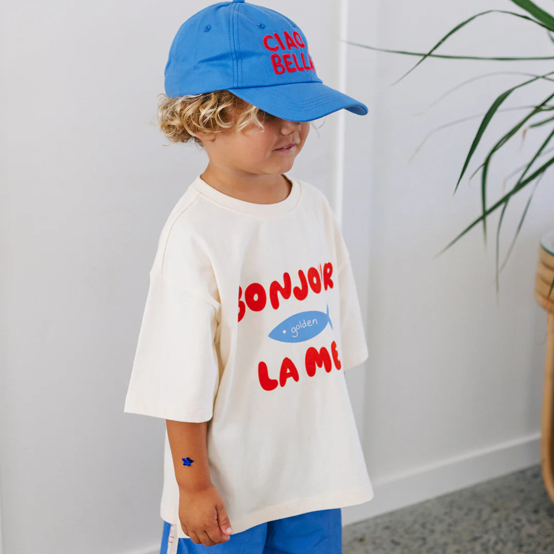 Bonjour La Mer Mid Sleeve Tee Buttercream