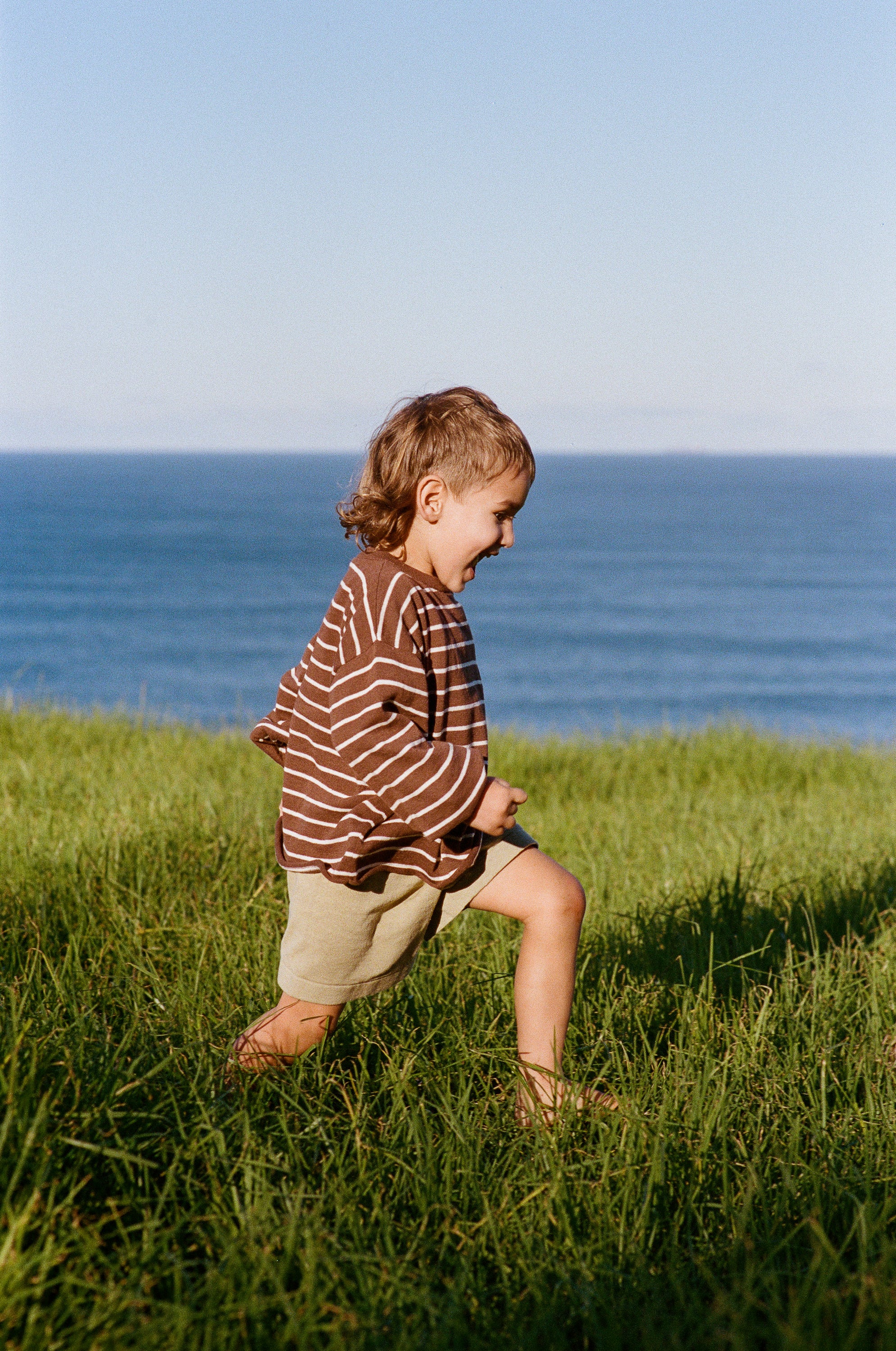 Lightweight Knit Pullover | Choc Stripe