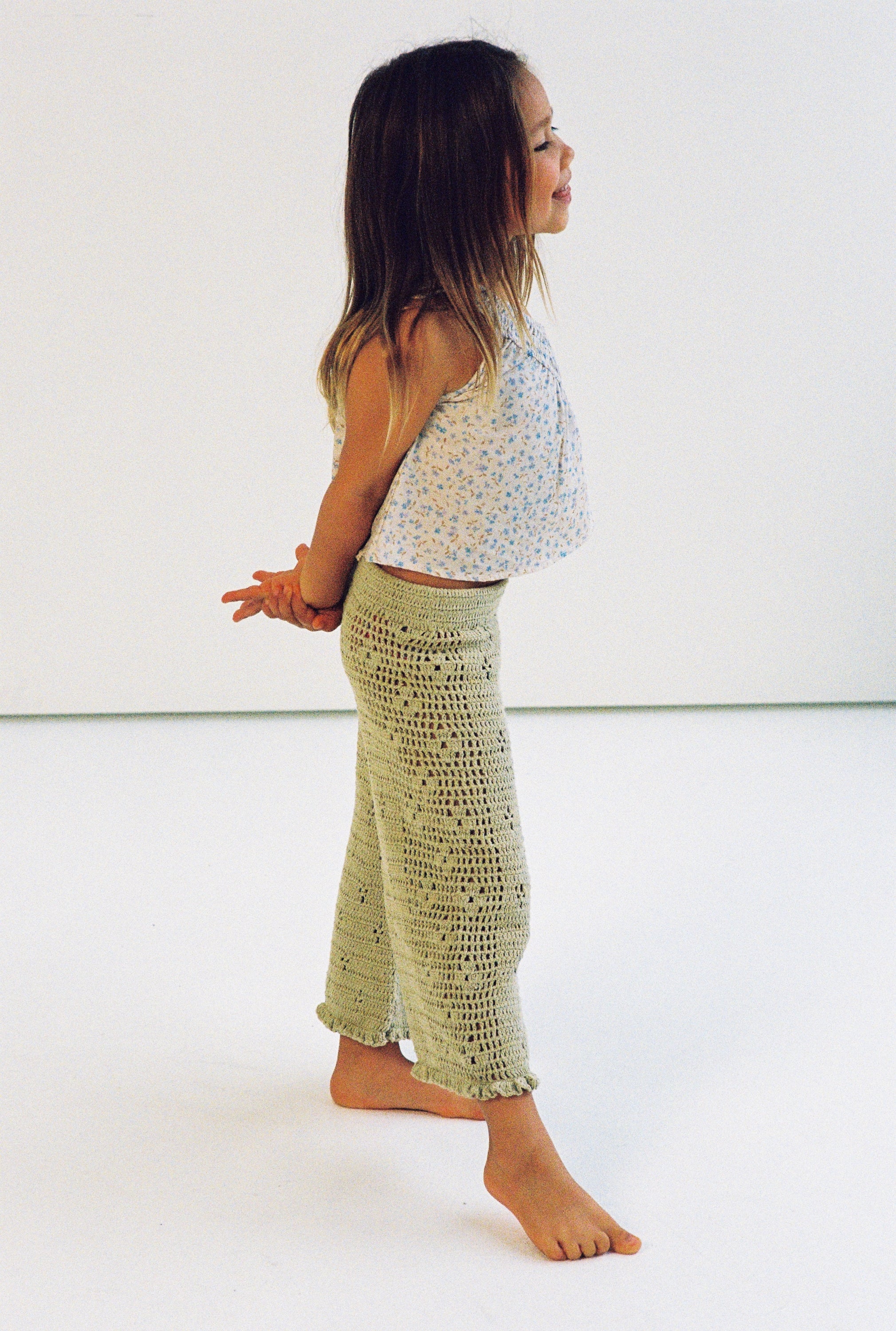Filet Crochet Pants | Moss
