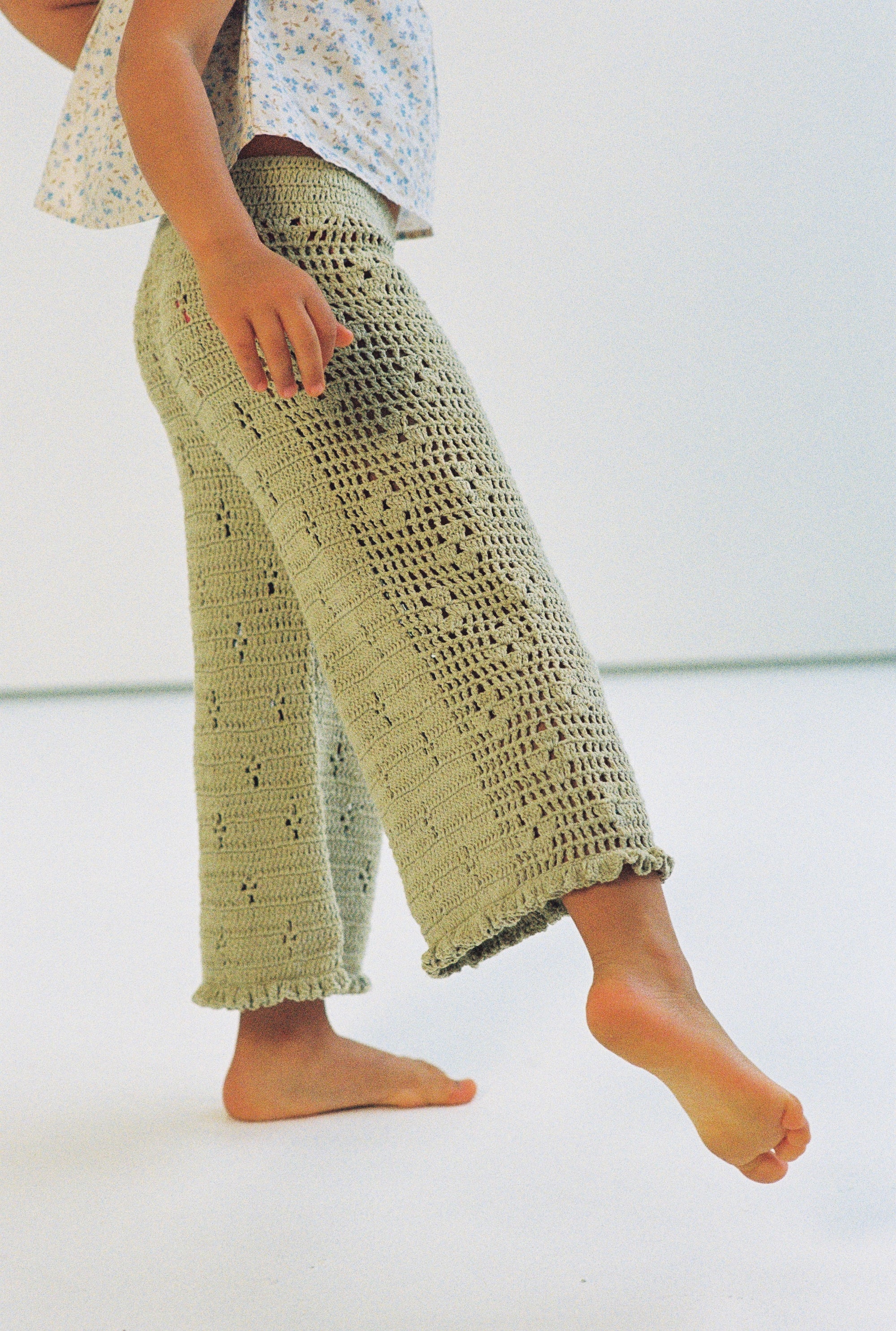Filet Crochet Pants | Moss