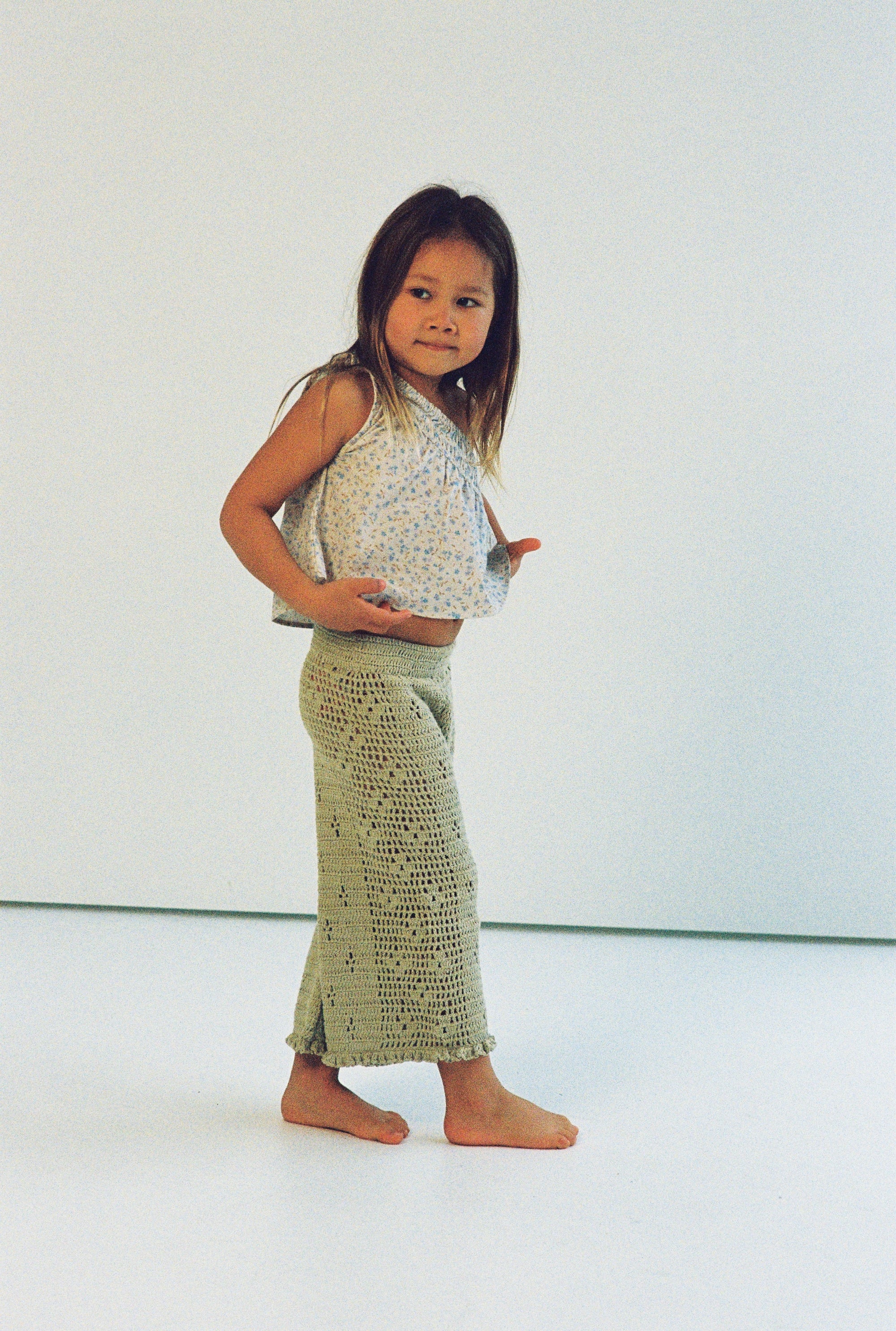 Filet Crochet Pants | Moss
